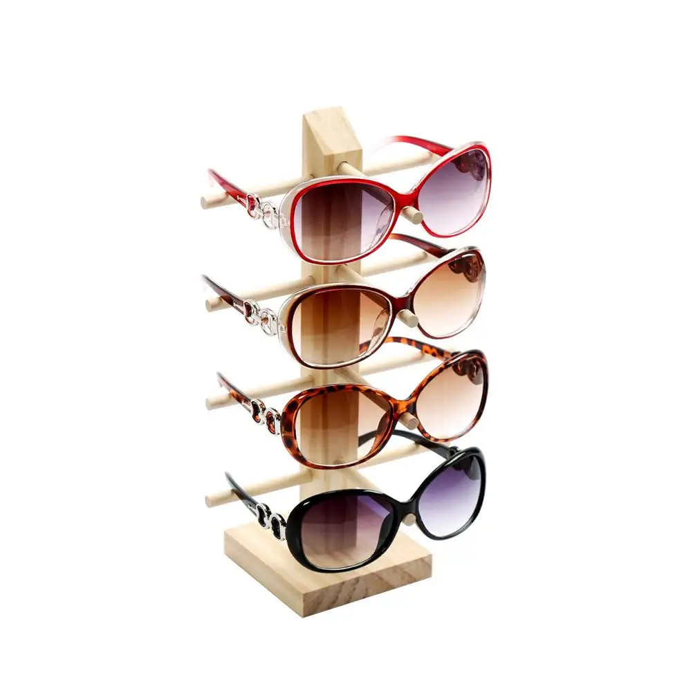 

Glasses Display Sunglasses ganizer Sturdy Wooden Eyewear Holder Sunglasses Display Holder 4 Pairs Double Layer Showcase Storage