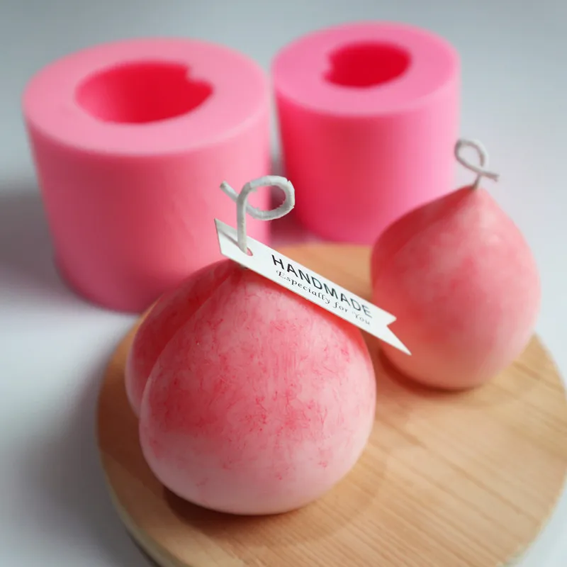 

Cute Peach Candle Silicone Mold Creative Fruit Shape Candle Molds Peach Handmade Soap Mould