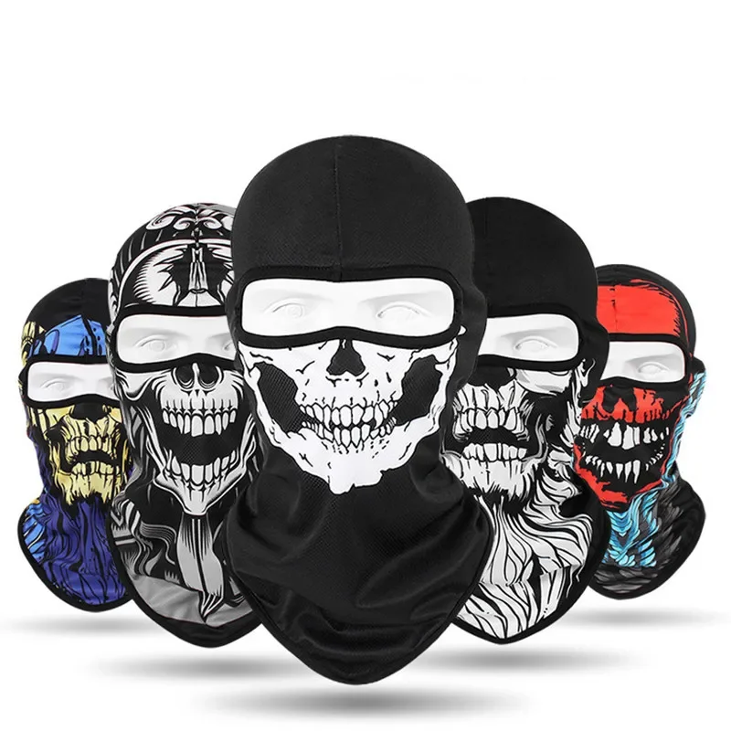 Skull Balaclava Men Cycling Cap Snowboard Ski Motorcycle Face Mask Bicycle Hat Bandana Headband Neck Cover Breathable Windproof