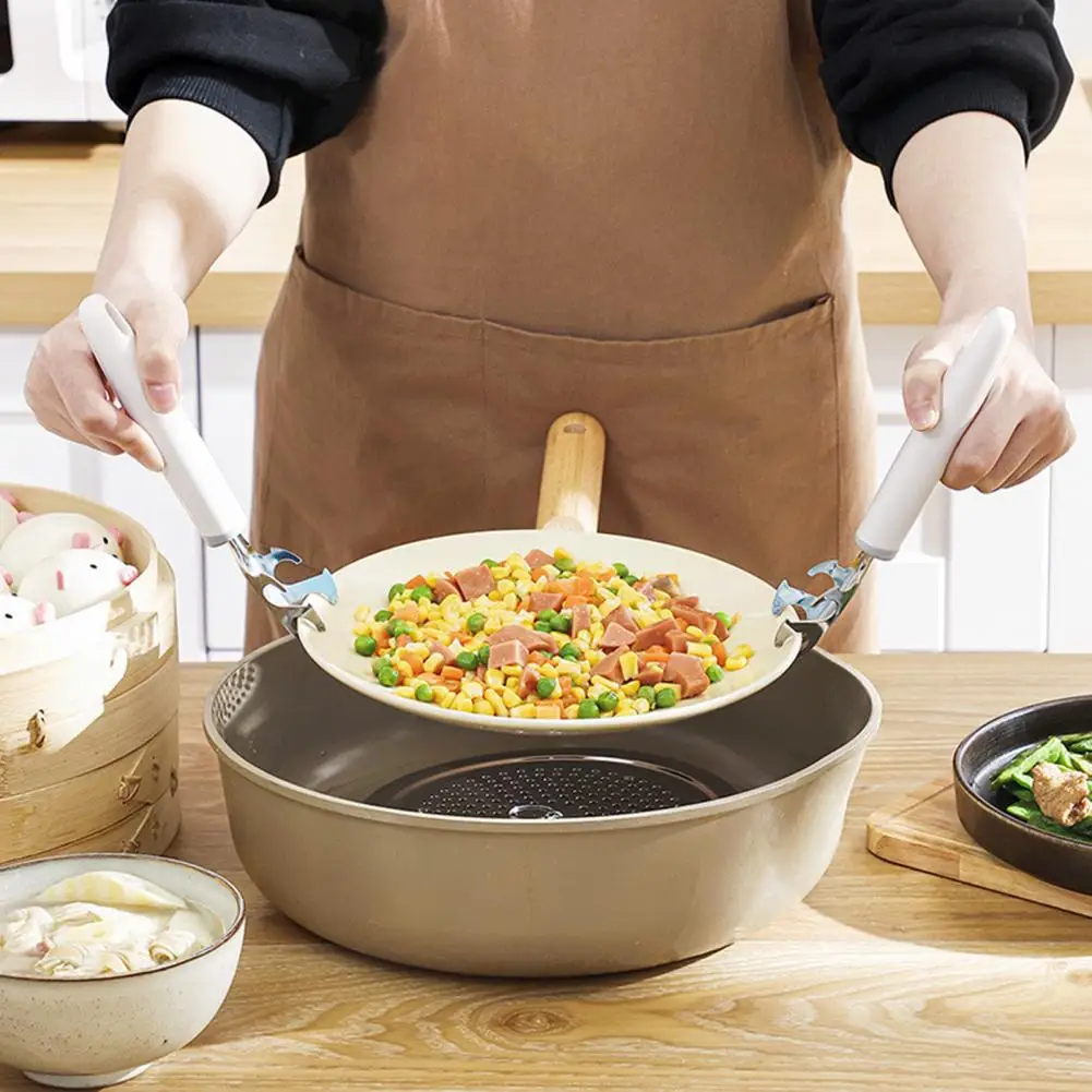 Hot Plate Holder  Stable Double-layer Buckle Durable  Dish Plate Food Gripper Tong Baking Accessory