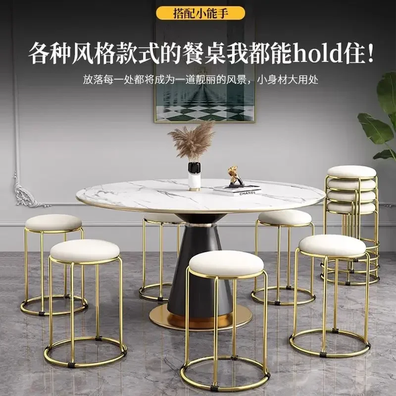 

Light Luxury Stools Stackable Low Circular Stools Modern Minimalist Dining Chairs Benches Nordic Small Stool for Household Use