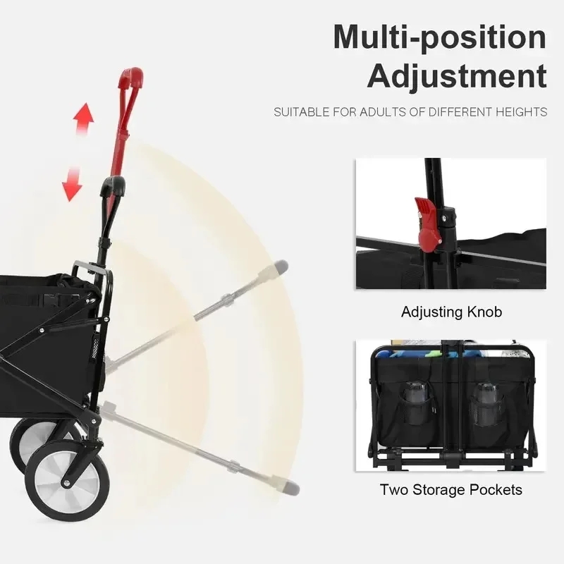 300KG Heavy Duty Foldable Camping Wagon | Large Capacity 8-inch Wheel Portable Handcart for Camping, Home & Cargo Hauling