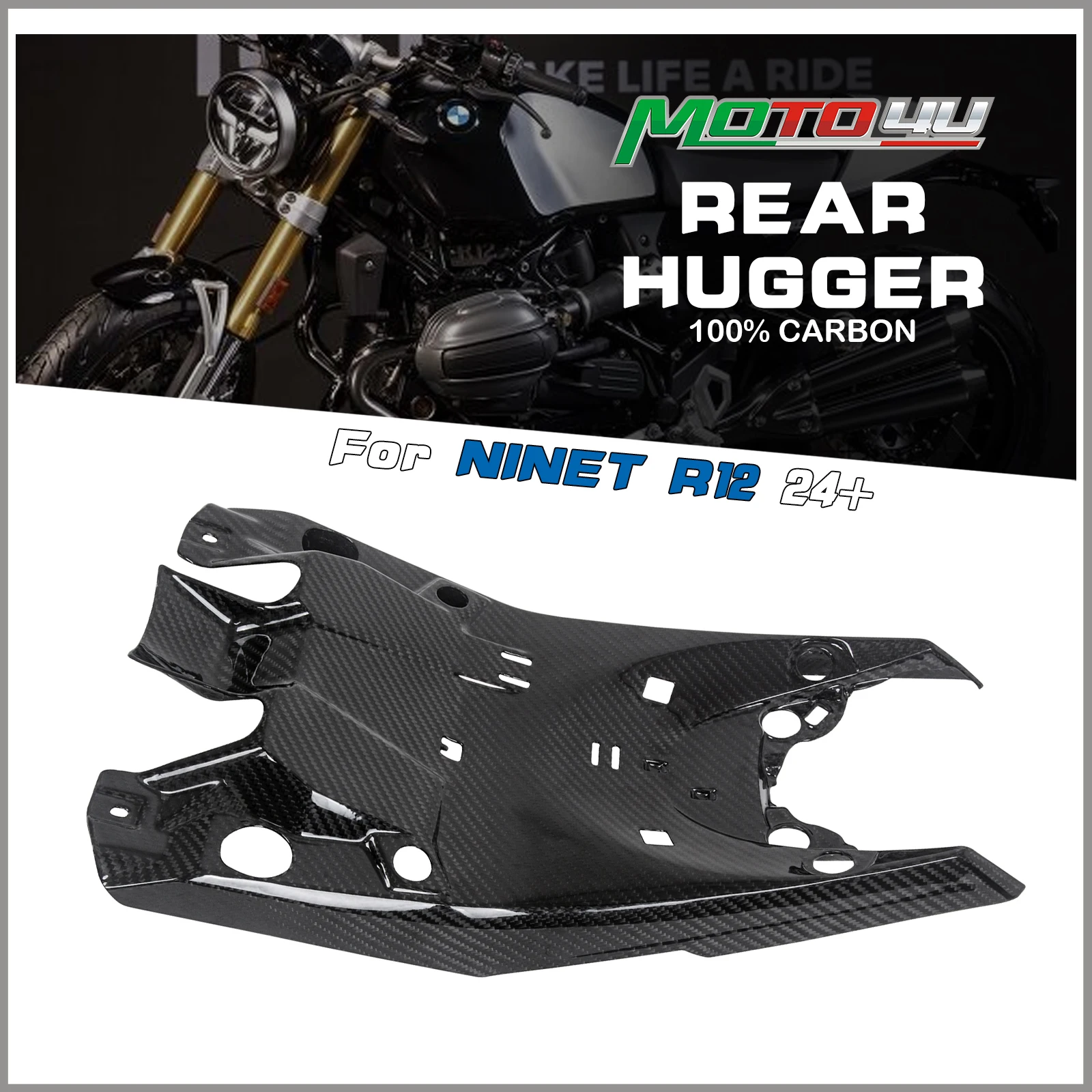 For BMW R12 Nine T 9t R NINE T 2024 2025 Carbon Fiber Rear Hugger Rear Under Tail Section Mud Panel Cover For Refit Short Tail