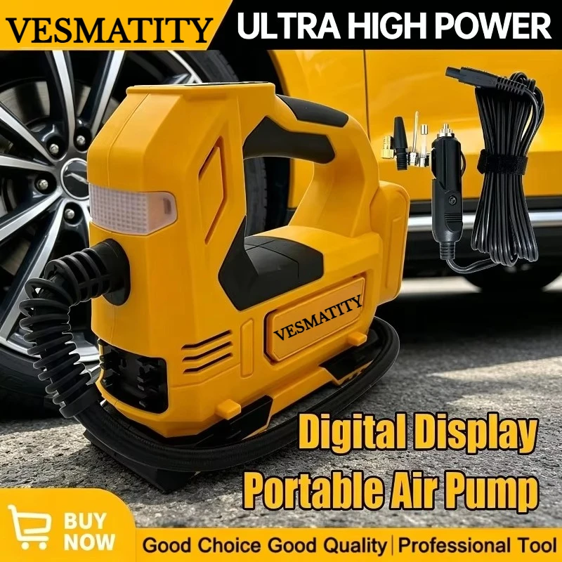 Automatic Tire Inflator Battery Air Compressor Cordless Electric Pump with Digital Pressure Gauge for Car Bikefor 18-20V Battery