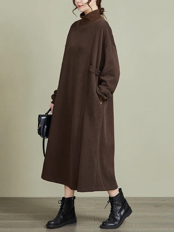 

Длинный светящийся свитшот Ele с высоким воротником Dr, повседневное осенне-зимнее новое поступление, женский вязаный полиэстер трапециевидной формы Dr