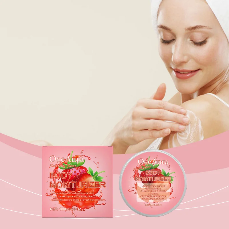 

Body Moisturizer Cream - Deep Hydration, Lightweight Refreshing With Camellia Oil Strawberry Extract. All-Day Moisture For Skin