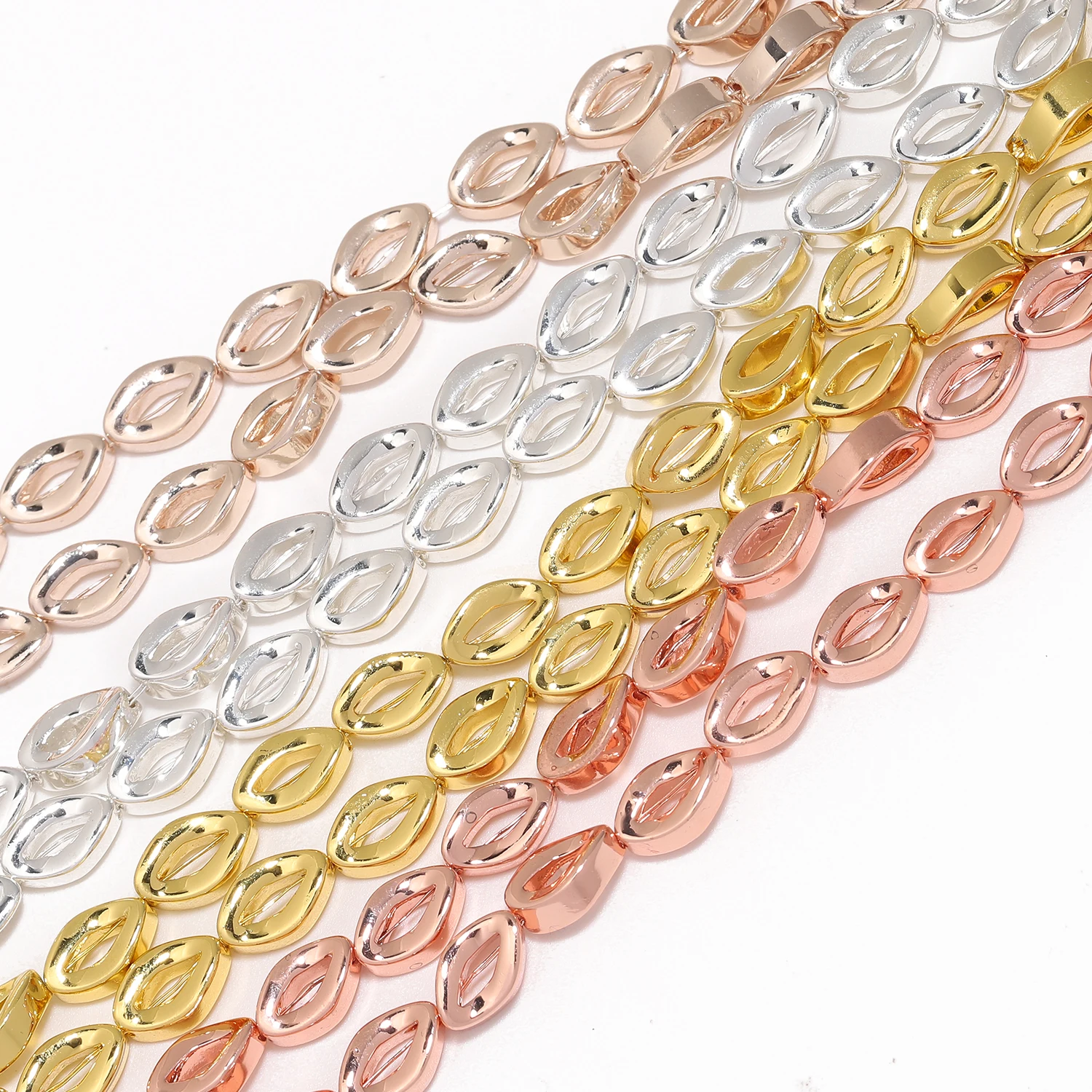 

Plated Natural Stone Hematite Oval Hollow Loose Spacer Beads Jewelry Making Diy Necklace Bracelet Accessories Wholesale 10x6mm ﻿