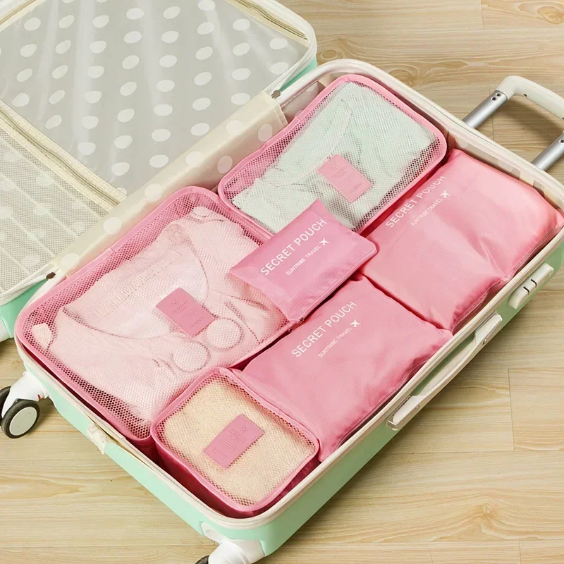 6Pcs/Sets Travel Storage Bag For Clothes Tidy Organizer Wardrobe Suitcase Pouch Travel Organizer Bag Case Shoes Cube Bag