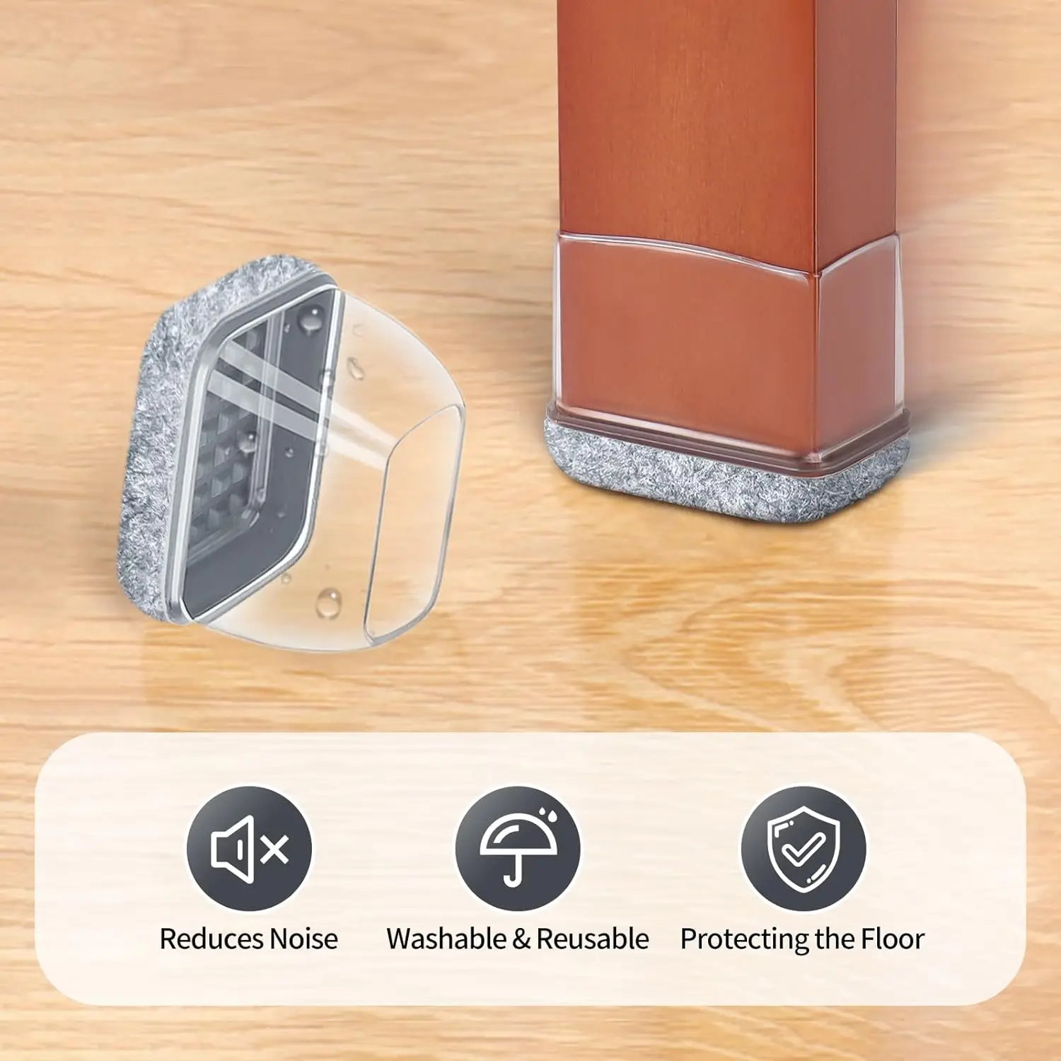 8pcs Rectangular Chair Foot Cover Diagonal Leg Floor Protectors  Silicone Furniture Table Feet Protect for Chair Table No Noise