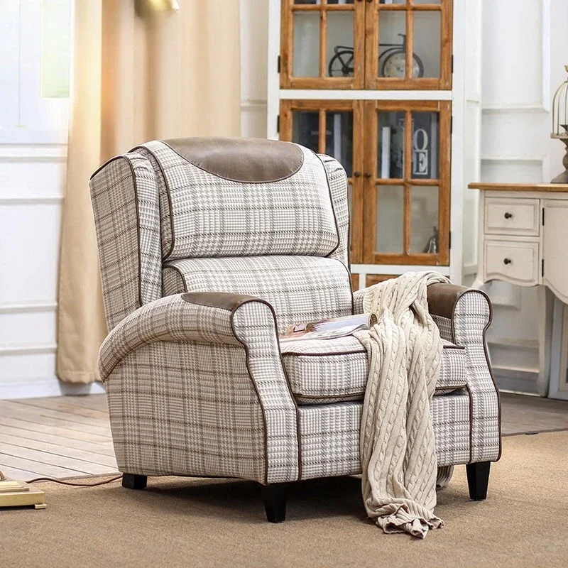Mediterranean leather cloth multi-functional rural living room fully equipped small apartment leisure single sofa chair