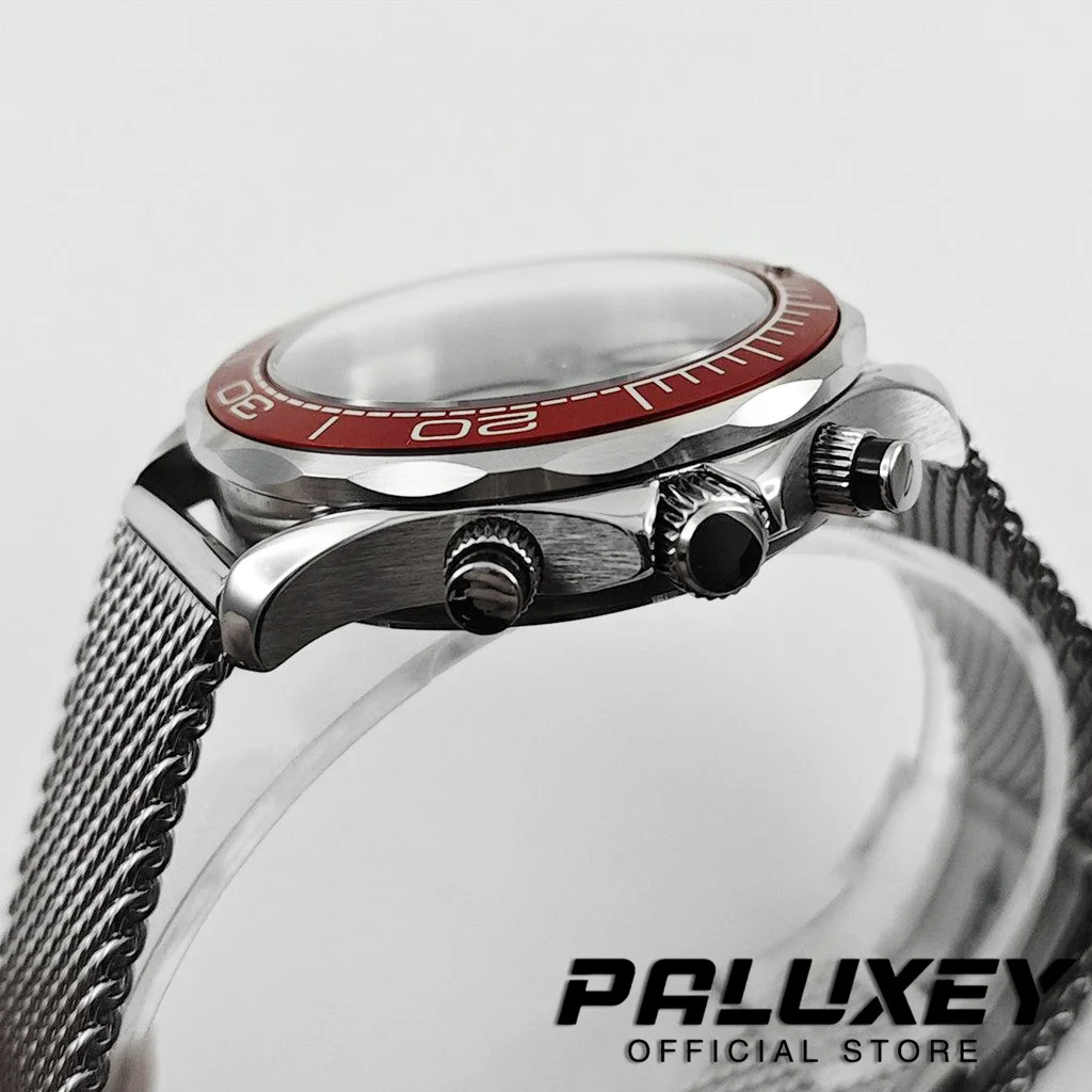 41mm Seamaster Style Chronograph Modified Watch Case Sapphire Glass Multi‑functional For VK63 VK64 Watch Repair DIY Spare Parts