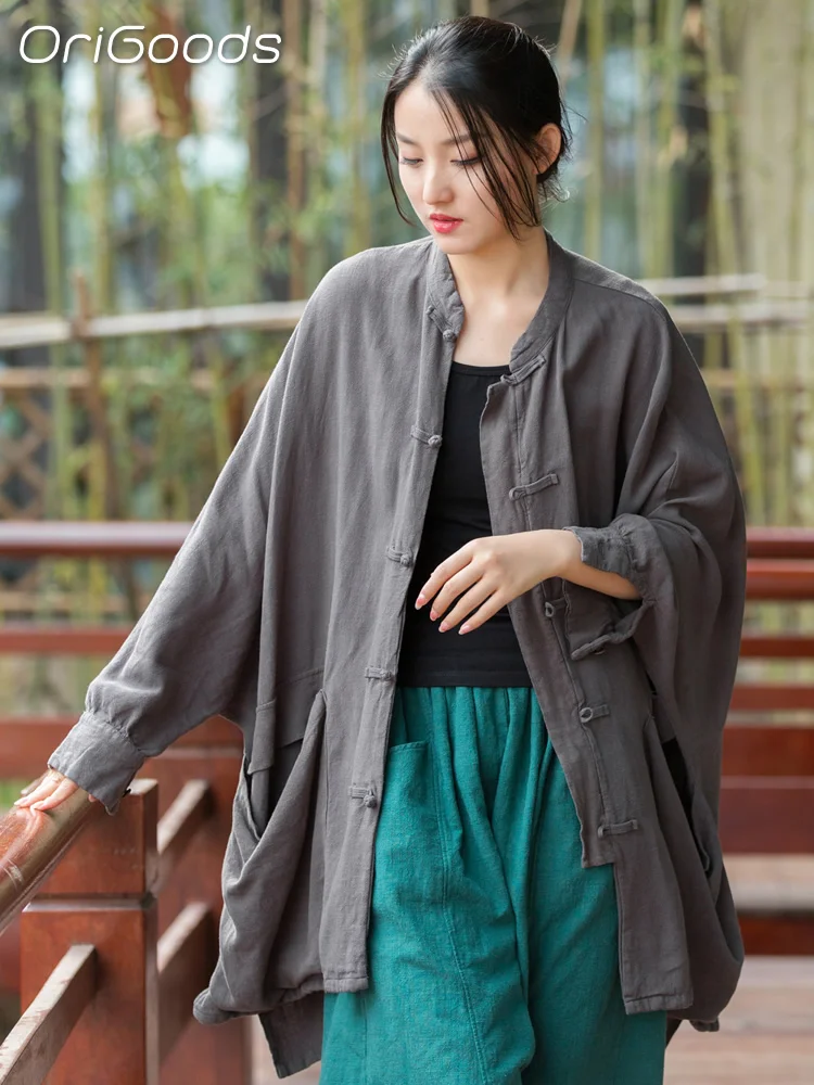 OriGoods Oversize Shirt Women 2024 New Spring Autumn Linen Shirts Long Loose Oversized Style Big Large Size Blouse Tops B003