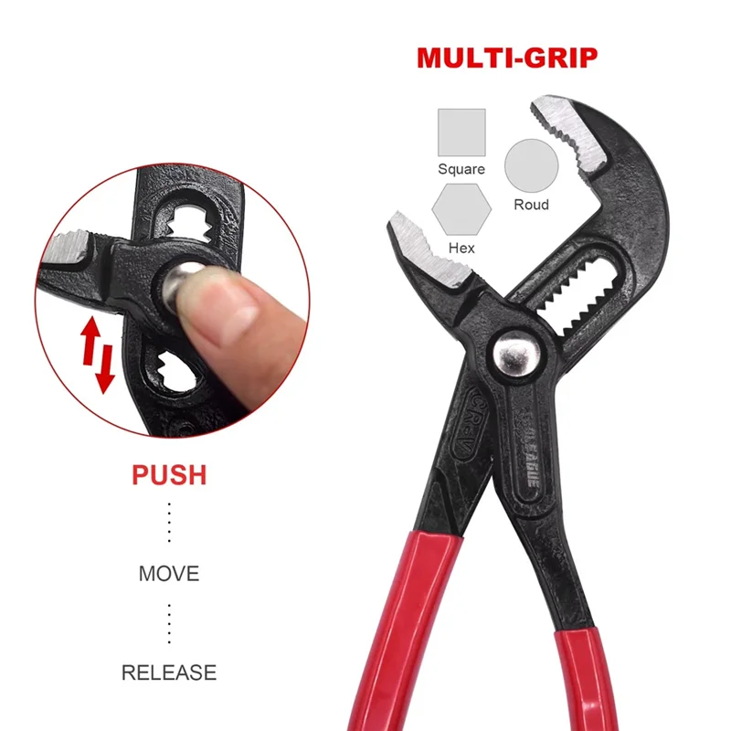 

-A14E 8Inch 10Inch 12Inch Water Pump Pliers Plumbing Pliers Large Opening Universal Wrench Push Button Quick Adjustable Pliers