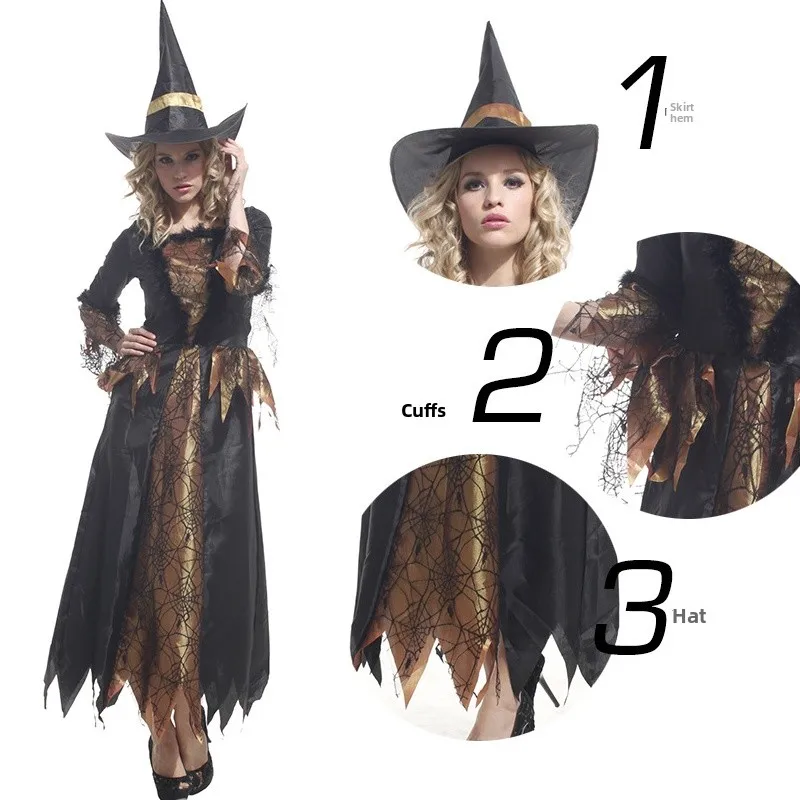 2025 New loween Witch Performance Costume Adult Masquerade Ball Costume Chinese Manufacturer Stage Performance Traditional...