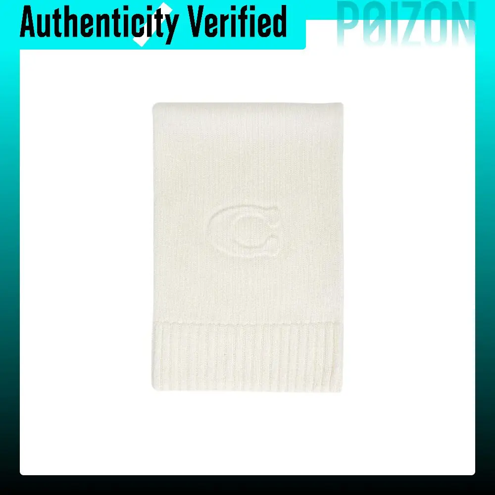 COACH Wool Knit Scarves Unisex Ivory CCL86 CHK