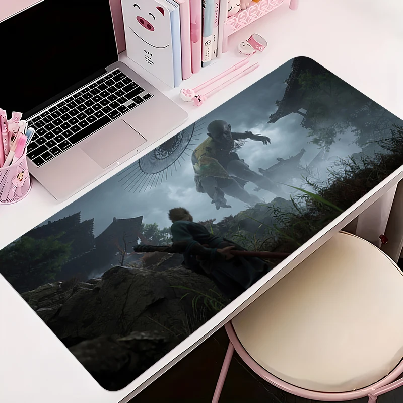 

Mouse Pad Anime Non-Slip Rubber Mousepad Soft Office Desk Mat Gaming PC Accessories Large Gamer B-black Myth Wukong Keyboard Mat