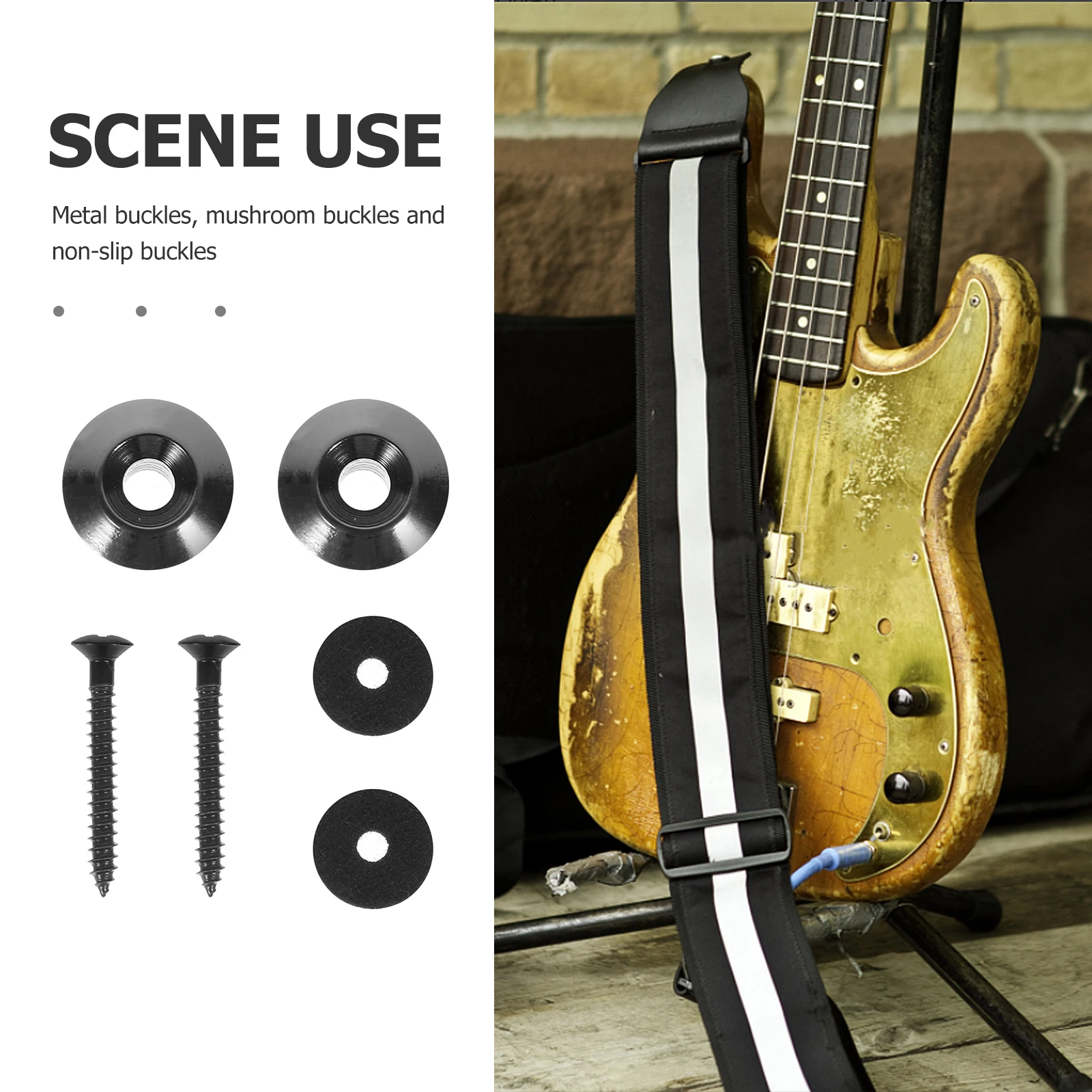 

2Pcs Mushroom Metal Strap Buckle Anti Upgrade Backpack Bag Accessories Guitar Strap Button Screw Washer