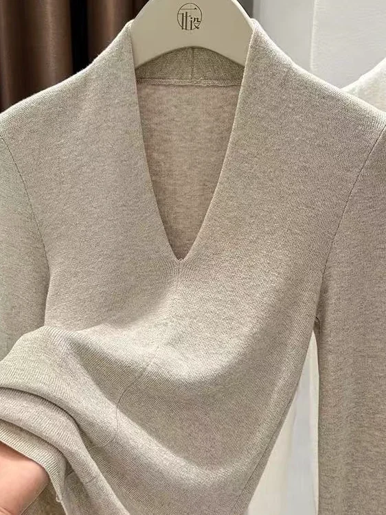 Maglieria slim fit V-Ne Base da donna irt Faionable Thin Sle 2025 Autunno Inverno Seasonal Ele Top Materiale Quali