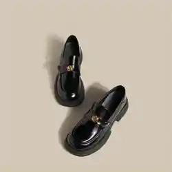 TOPHQWS Preppy Style Loafers Women High Quality PU Leather Luxury Platform Shoes Round Toe Slip On Ladies Low Heels Shoes