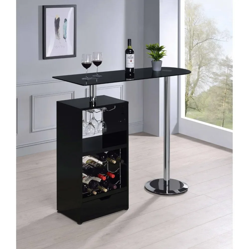 

Furniture Bar Table W/Wine Storage Black