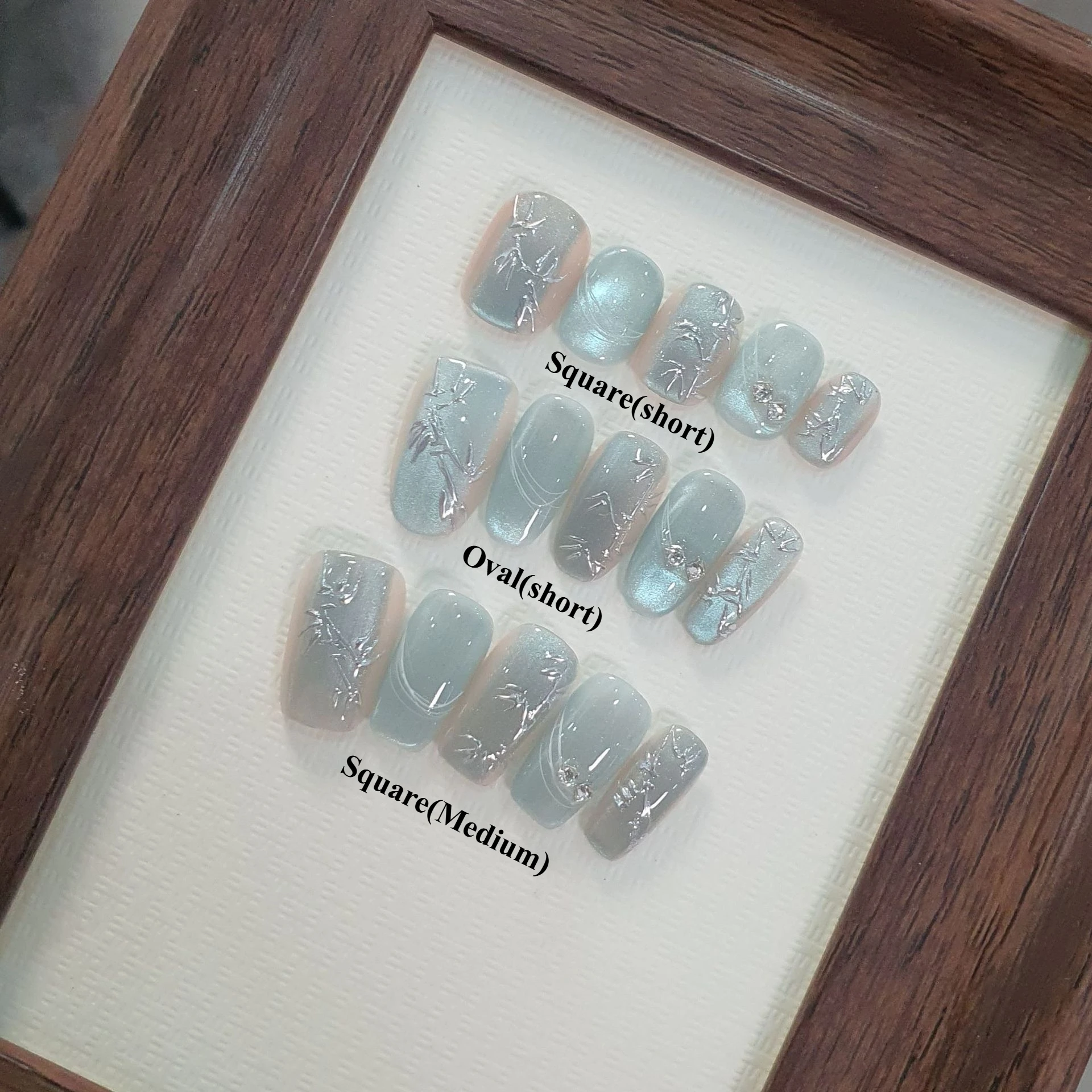 10 Uds. De uñas hechas a mano, nuevo estilo chino, ojo de gato, pintado a mano, blanqueamiento de bambú, puntas de uñas desmontables usables