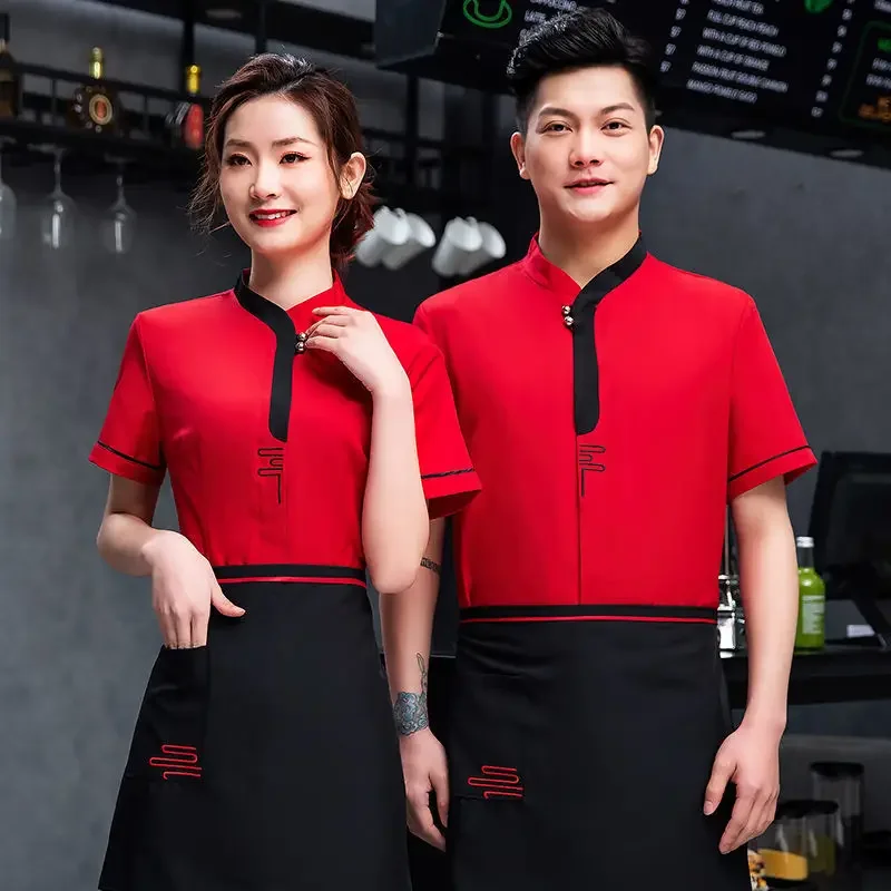 Chinese Restaurant Waiter Uniform Woman Hotel Winter Autumn Catering Cooking Workwear Restaurant Pot Hot Cafe Overalls Uniform