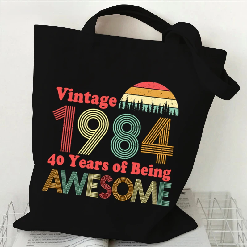 

Vintage 1984 Women's Canvas Bag Outside Shopping Toiletry Phone Oagnzier Storage Bags Korean Cloth Handbags Lunch Box Bento Bag