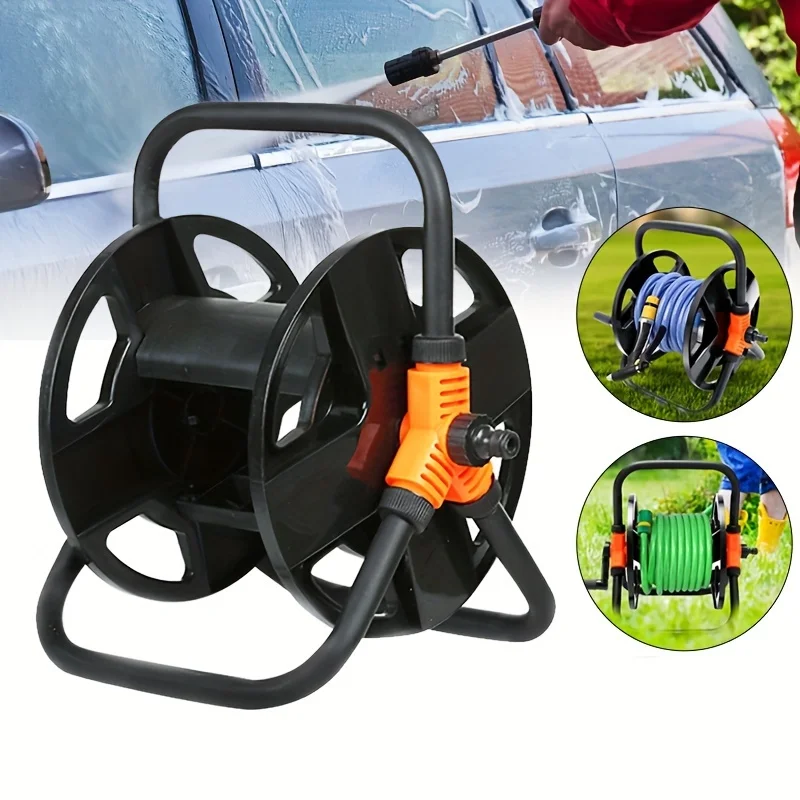 

Портативная тележка для шланга, тележка для хранения садовых водопроводных шлангов с передвижной катушкой | Легко перемещается, подходит для наружного полива и садовых работ.