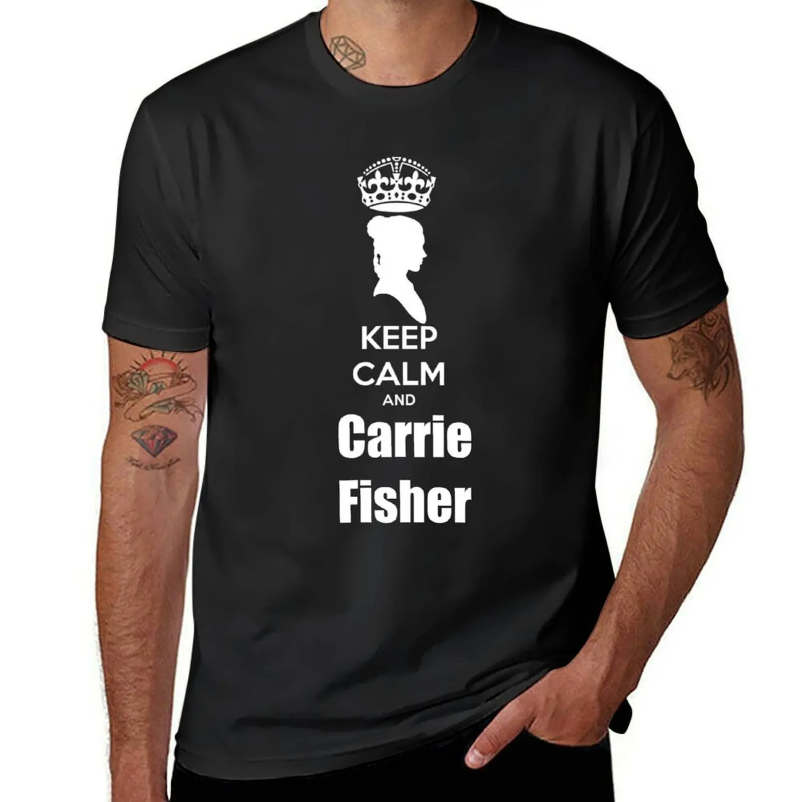 

Keep calm and Carrie Fisher T-Shirt new edition summer top street wear Aesthetic clothing oversized t shirts for men