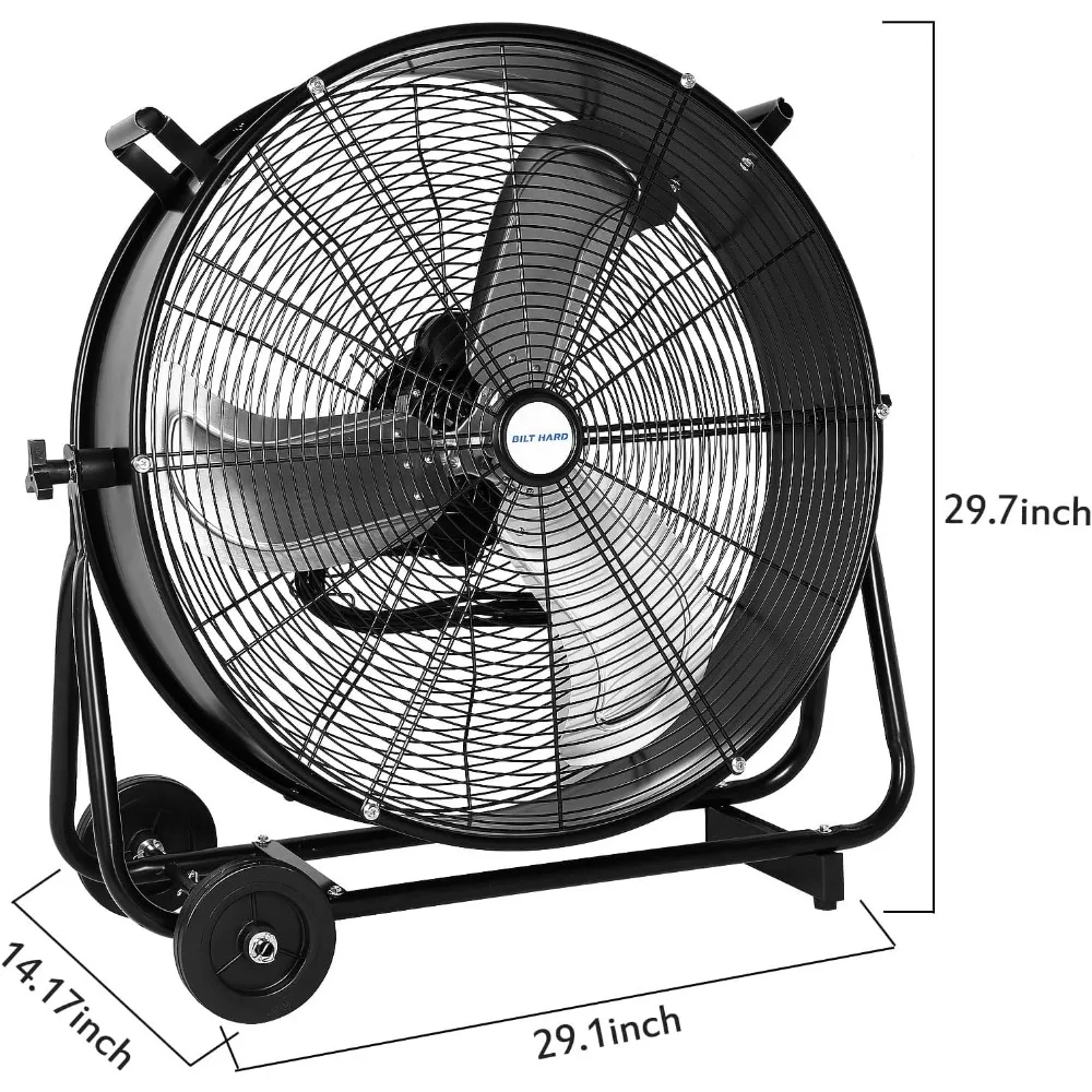 

24" 8100 CFM High Velocity Industrial Drum Fan, 3-Speed Heavy Duty Metal Shop Fan for Warehouse, Workshops, Garage