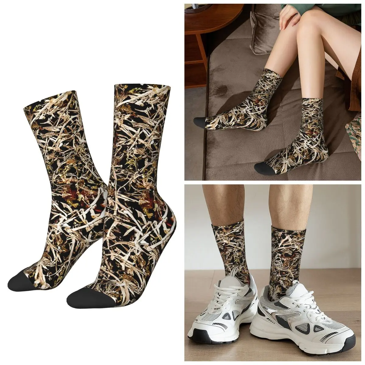 All Seasons Real Tree Camouflage Camo Socks Harajuku Crew Socks Casual Stockings for Men Women Valentine's Day Gifts