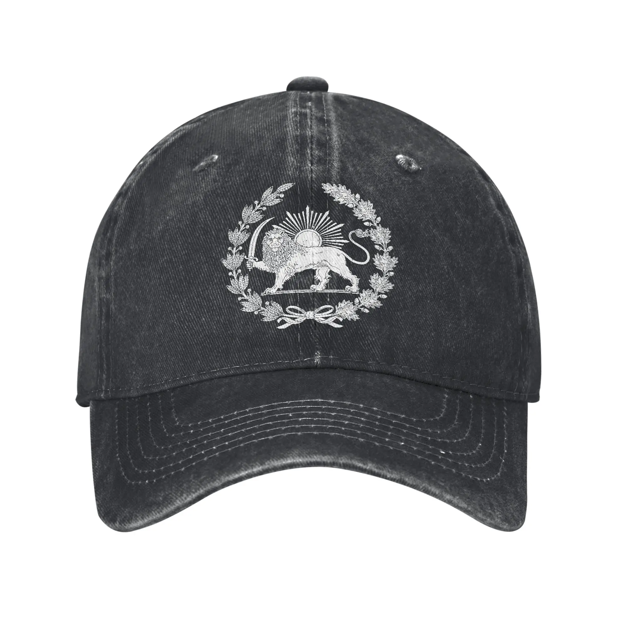 Iran Flag Map Persian Lion and Sun Symbol Baseball Cap Men Women Distressed Cotton Snapback Hat Iranian Outdoor Adjustable Fit