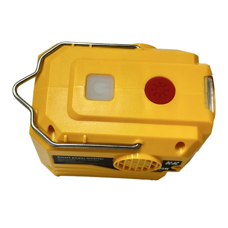 Portable Power Inverter 220V Outdoor Mobile Lithium Battery Inverter with LED Light for Dewalt 18V 20V Li-ion Battery