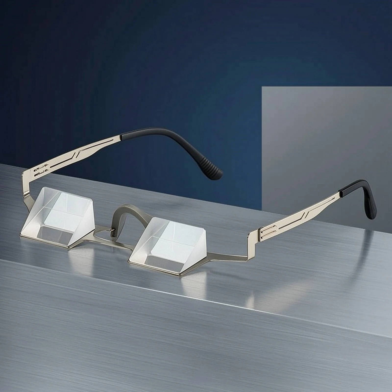 Gafas de escalada con montura metálica, lentes de prisma geométrico, elegantes y transparentes para escaladores