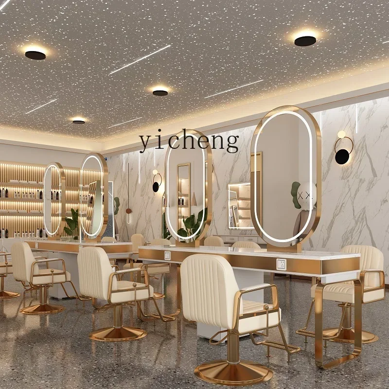 JZ-14  Hair Shop Double-sided Mirror Table Perm And Dye Mirror Table Marble Table Hair Cutting Mirror