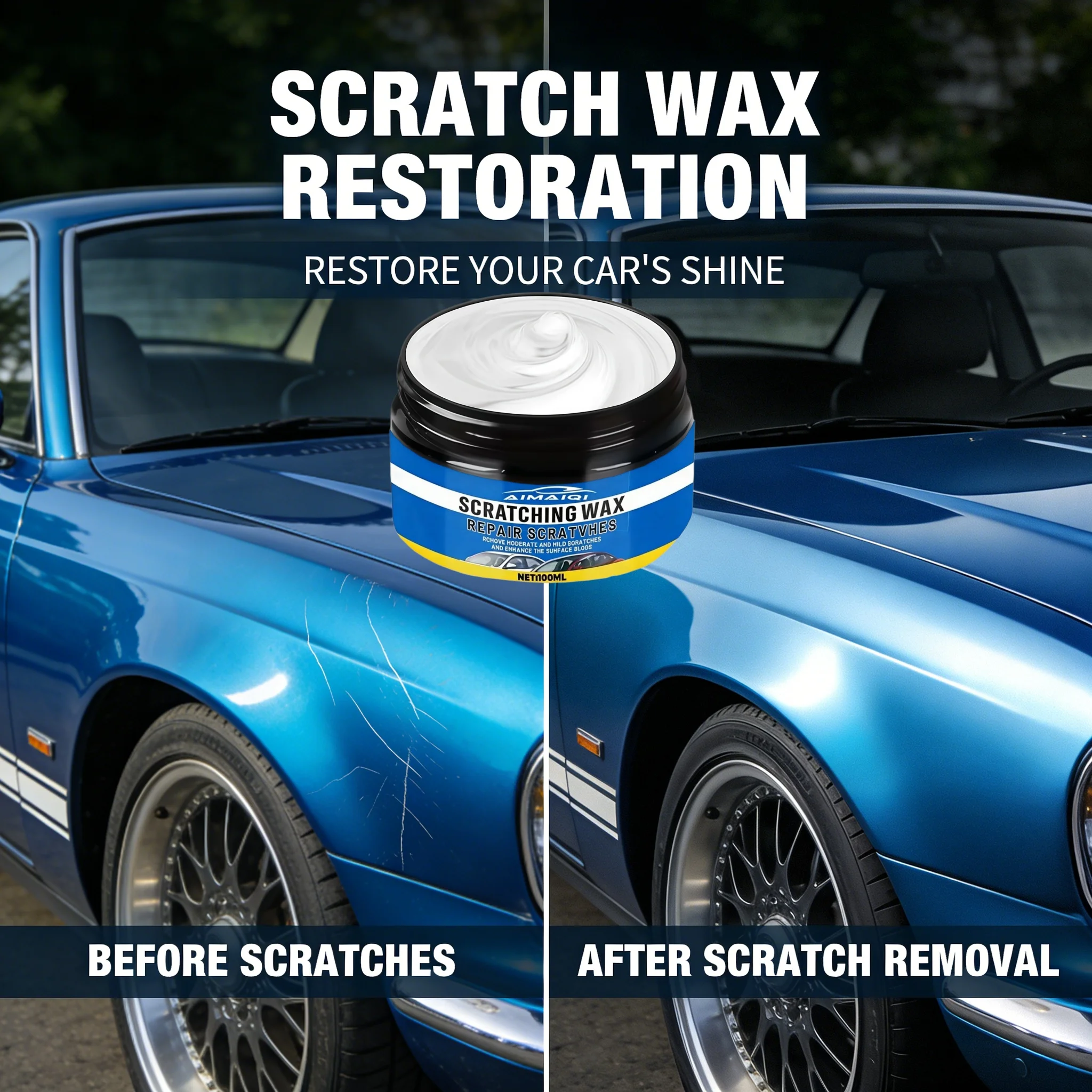 Auto Paint Restoration Cream - Fixes Minor Scratches & Blemishes, Restores Gloss for Car Body Surfaces & Detailing