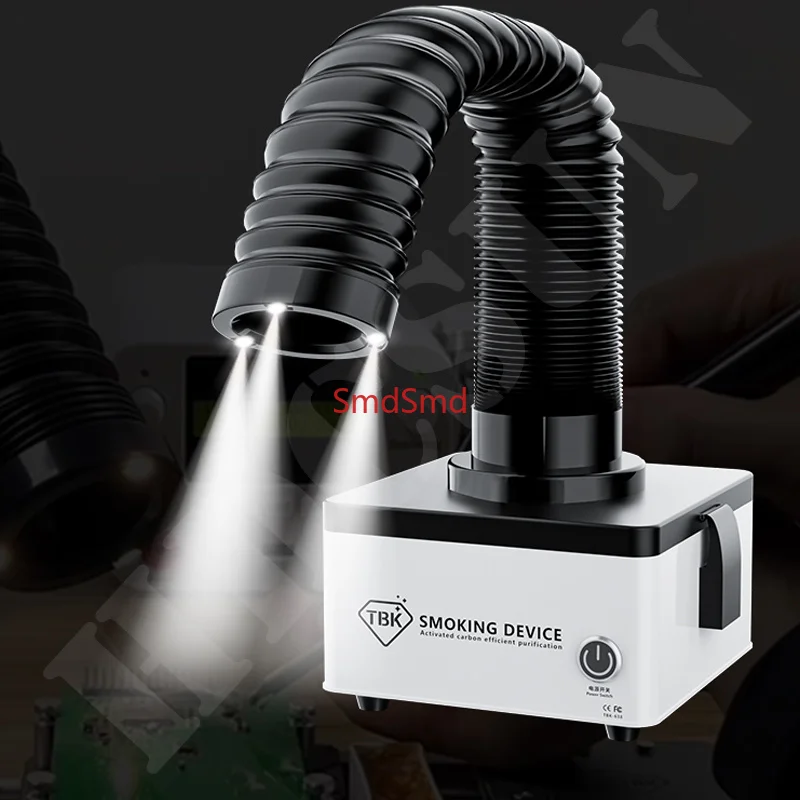 -638 Mini Efficient Purification Smoking Instrument Solder Iron Smoke Absorber ESD Fume Extractor With LED Light 110V/220V