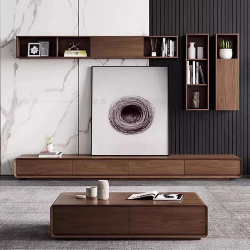 

Floating Wood TV Stand Fireplace Modern Entertainment Center Console Storage Cabinet Soggiorno Arredamento Home Furniture