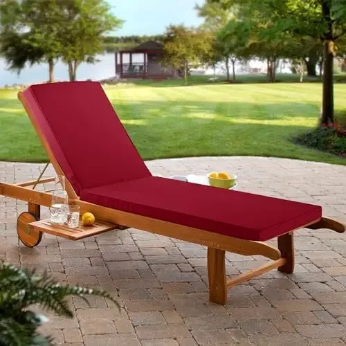Chaise Lounge Cushion for Outdoor Furniture, Waterproof Fade and Tear Resistant Lounge Deck Chair Cushions for Patio