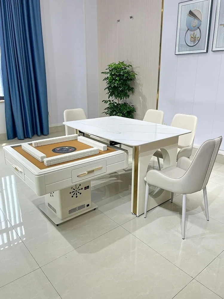 

Island lift mahjong table dining table automatic mahjong machine integrated multi-functional soli.d wood folding