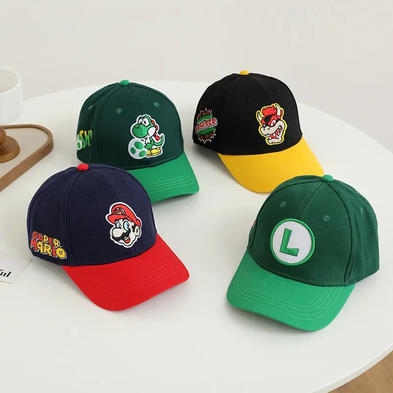 Peripheral Marios Baseball Caps Figure Bowser Luigi Yoshi New Cosplay Sun Hats Cute Cartoon Adjustable Hip Hop Hats view 3