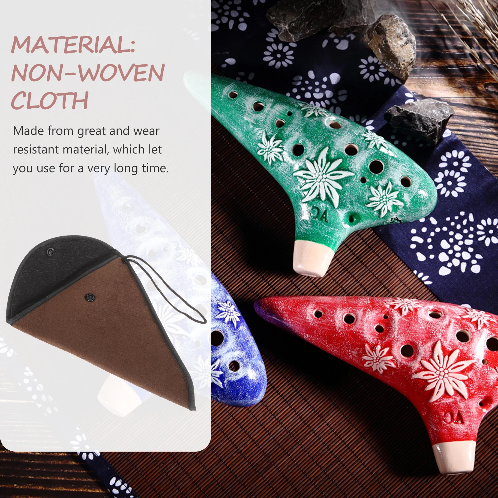 3Pcs Thickened Wear Resistance Ocarina Storage Pouches Practical Non Slip Bag for 12 Holes Ocarina Protection Travel Supply,