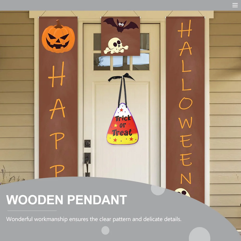 

1Pcs Wooden Hanging Pendant Halloween Door Sign Chic Decorative Board Home Festival Atmosphere Ornament Door Pendant