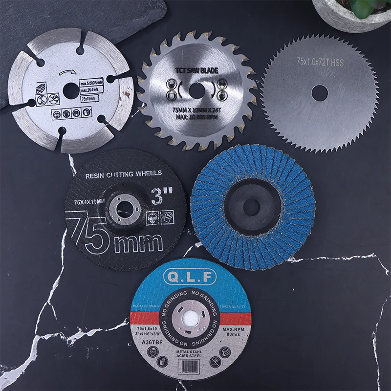 

Tile Wood Metal Cutting Disc 7Pcs 75mm Cutting Disc For Hole Angle 10mm Circular Saw Blade Sander Sanding Tool