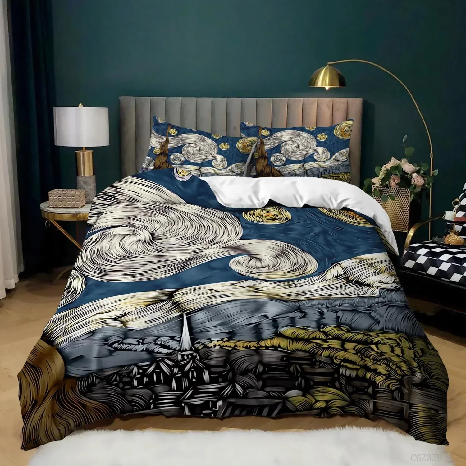 

Starry Night Van Gogh Oil Painting Famous Sky Star Art Bedding Set Single Twin Double Queen King Cal King Size Bed Linen Set