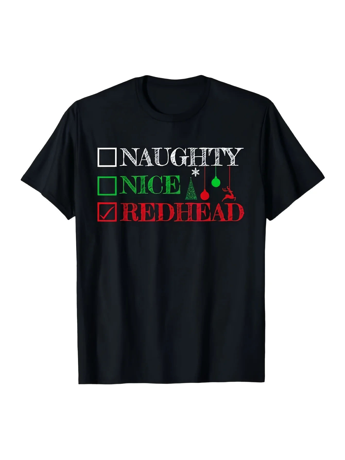 

Redhead Christmas T-Shirt - Naughty Nice Checklist Tee - Soft Cotton Holiday