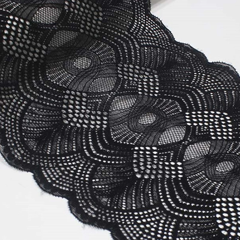 50Yards Black Knit Elastic Stretch Lace Trims Skirt Hem For Clothing Lingerie Dress Sewing Lace