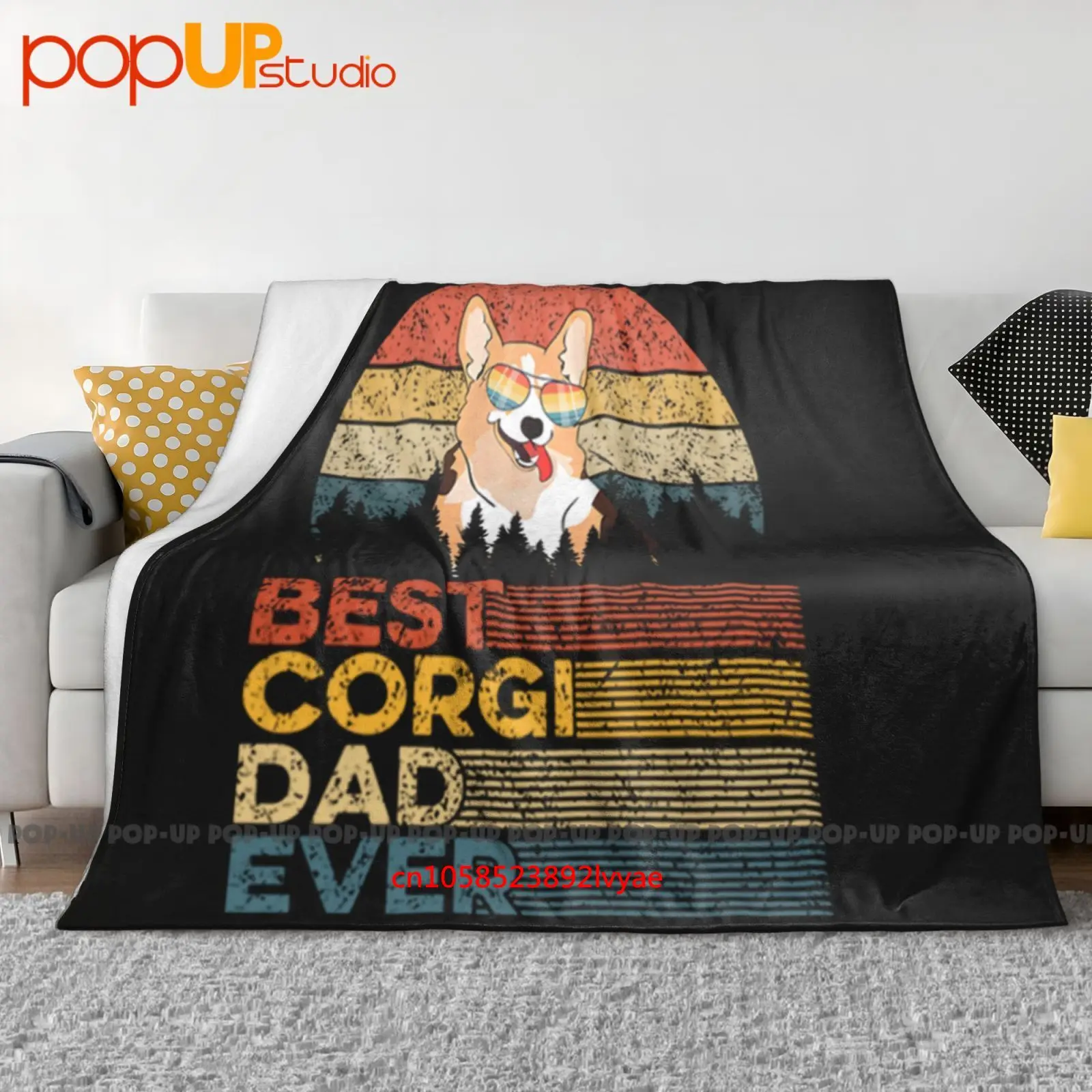 Dog Dad Retro Best Corgi Ever Ultra-Soft Blanket Quilt Winter Sofa Cover Bed Covers