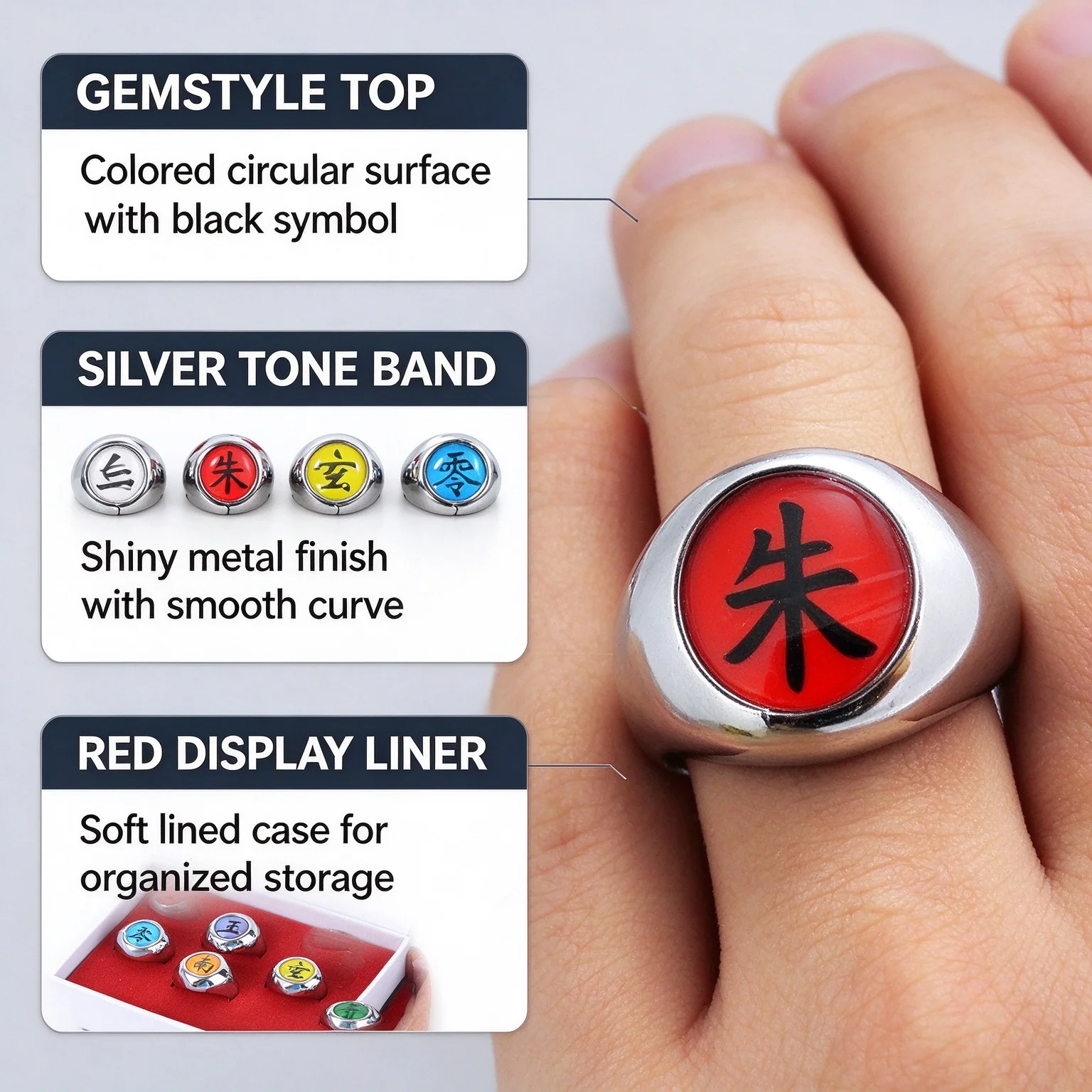 Member Rings Full Set Cosplay Costume Accessory Vintage Metal Finger Ring Collectible Present for Anime Enthusiasts Birthday