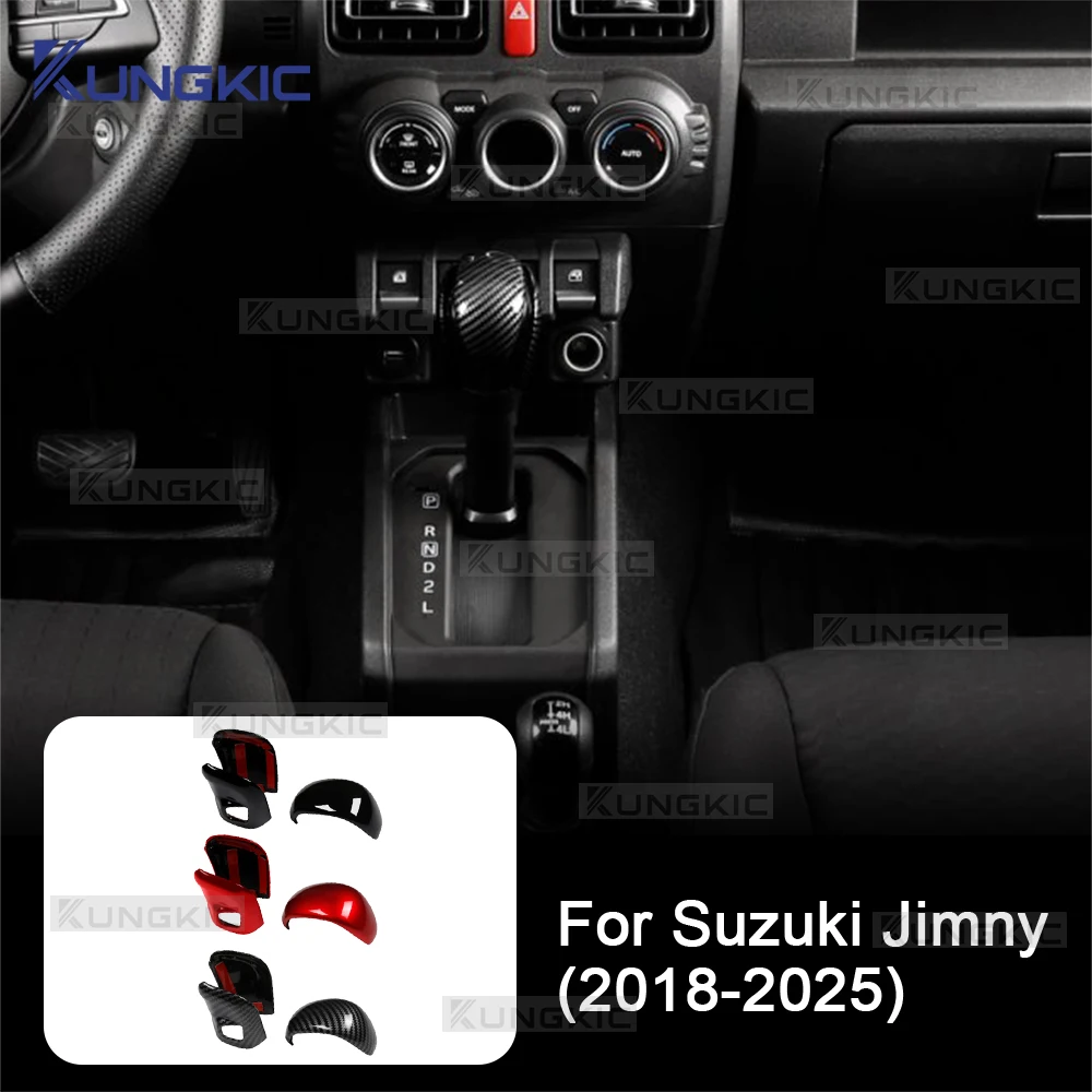 

Car Gear Shift Konb Sticker For Suzuki Jimny 2018 2019 2020 2021 2022 2023 2024 2025 ABS Carbon Fiber Glossy Black LHD RHD